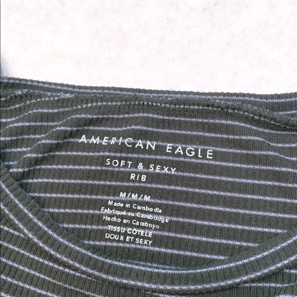 Green Striped American Eagle Tee - Picture 4 of 5